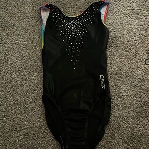 D&m gymnastics leotard rainbow cool back and gems